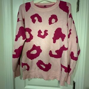 Pink and Red Patterned Women's Sweater